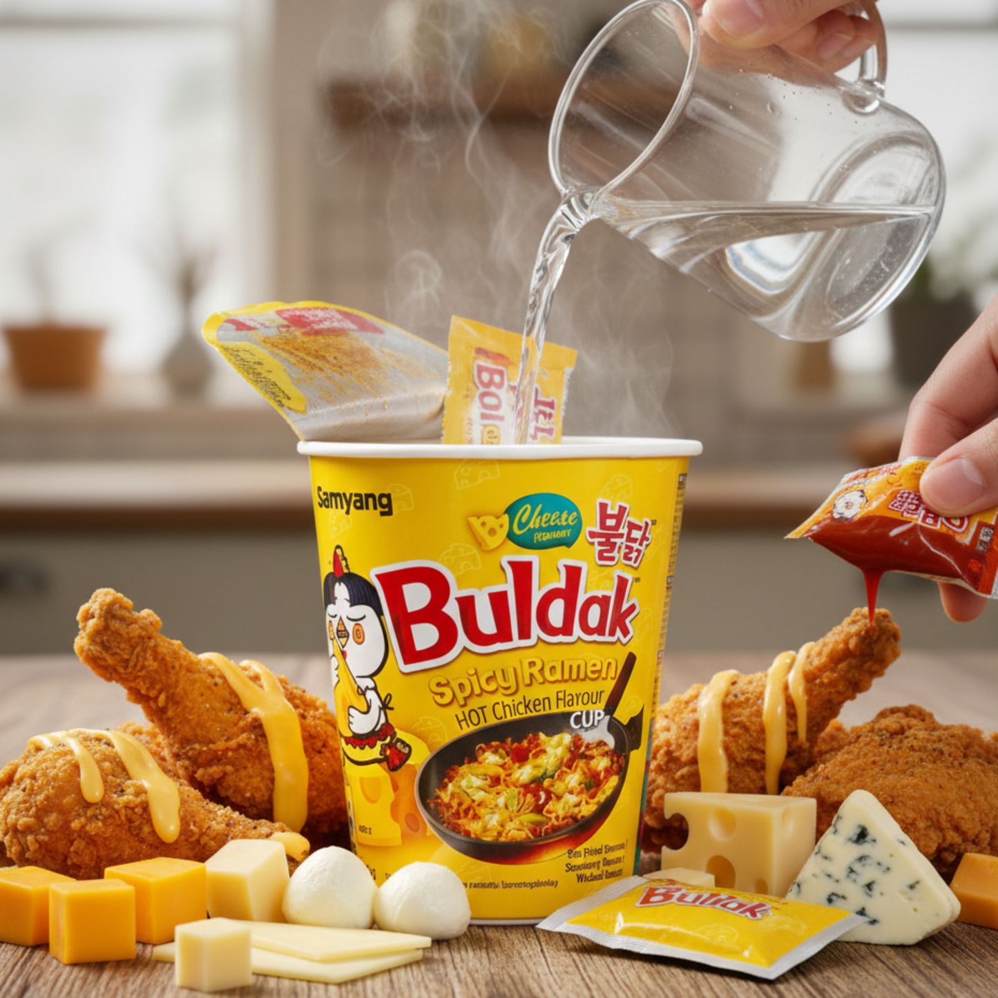 Paste Buldak Cup cu pui și brânză 70g.