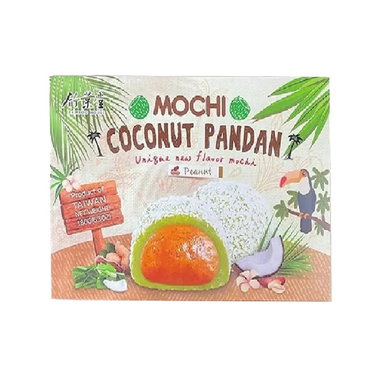 Bamboo House Coconut Pandan Mochi with Peanuts