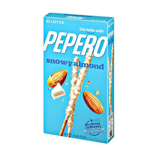 Pepero white chocolate and almond flavored crackers