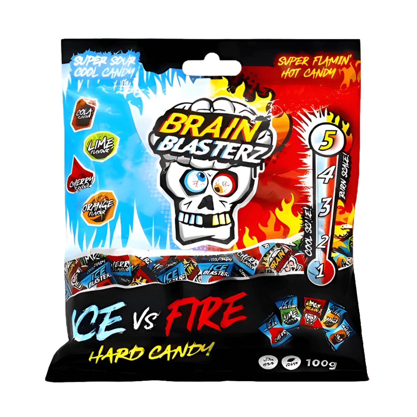 BrainBlasterz Ice vs Fire mentol și bomboane picante 100g