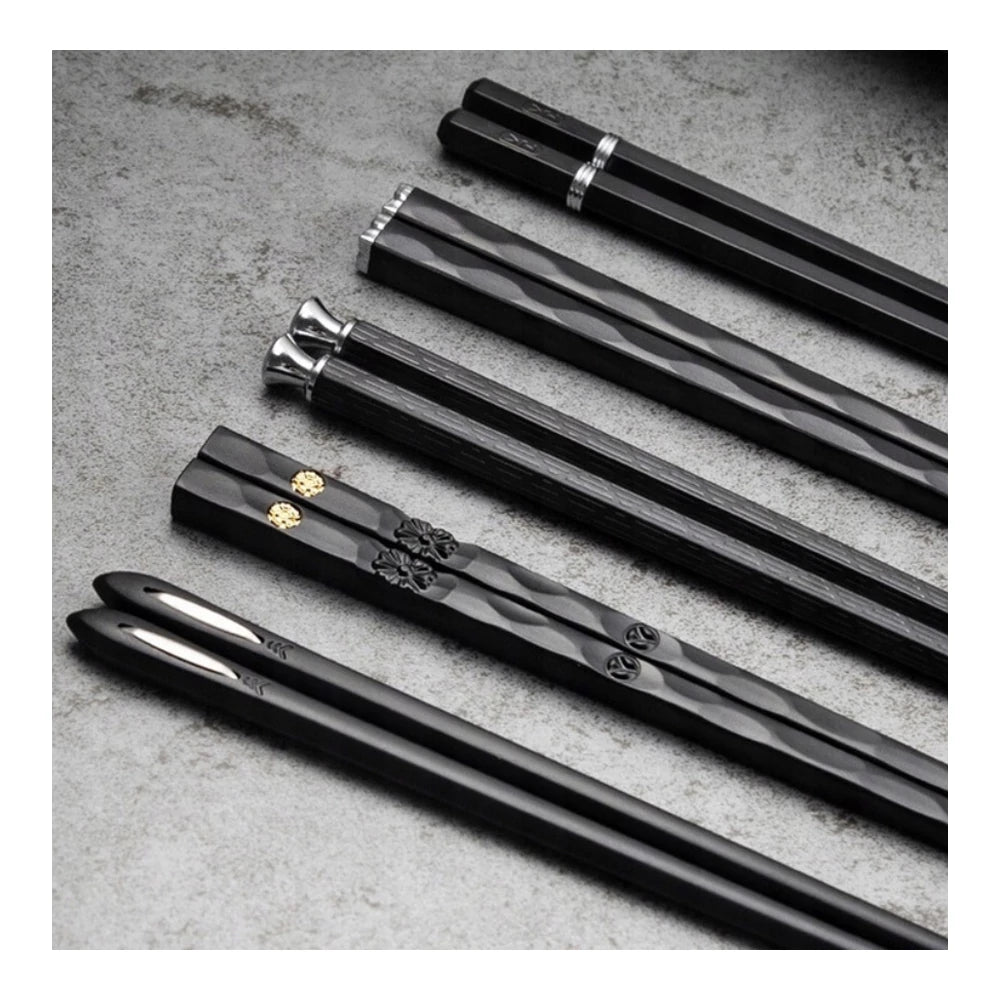 5 pár evőpálcika- black-silver