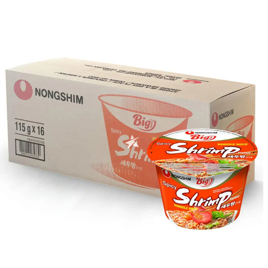 16 db Nongshim Big Bowl Spicy Shrimp tészta BOX