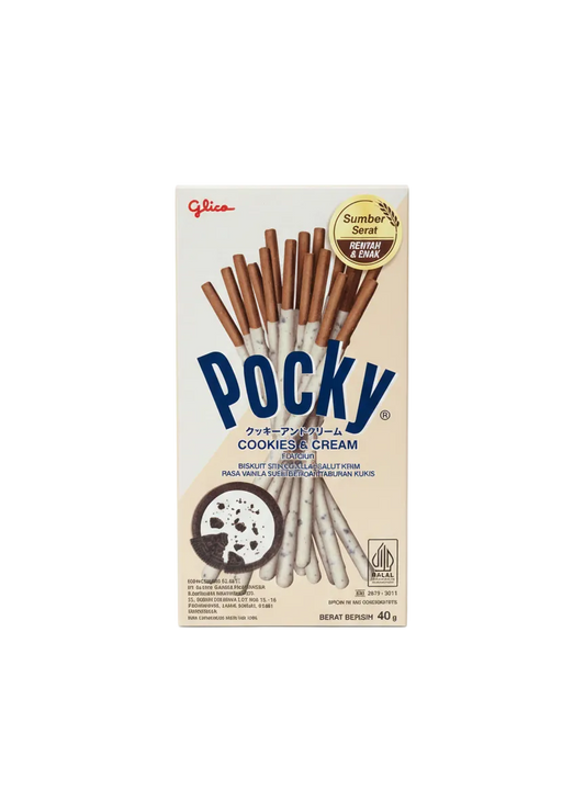Glico Pocky Cookies & Cream – Ropogós kekszpálcikák tejszínes krémben (40g)