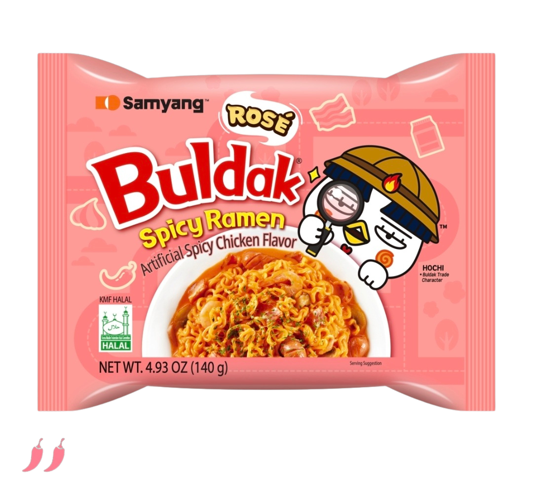 SAMYANG BULDAK CSIRKÉS TÉSZTA ROSÉ BACON ÉS SONKA ÍZESÍTÉSSEL, 140G