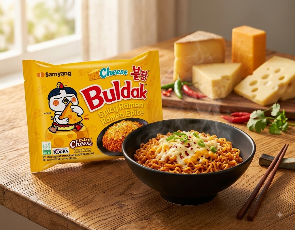 Samyang Buldak Extra Sajtos Csípős Csirke Tészta (140g)