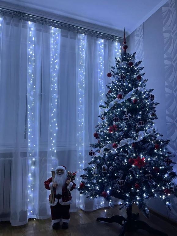 Beltéri karácsonyi fényfüzér 100 LED - 8m - Hideg fehér