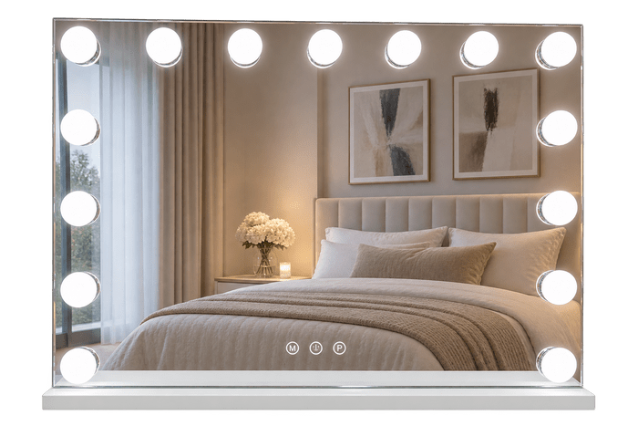 LED-es kozmetikai tükör 58x46cm fehér