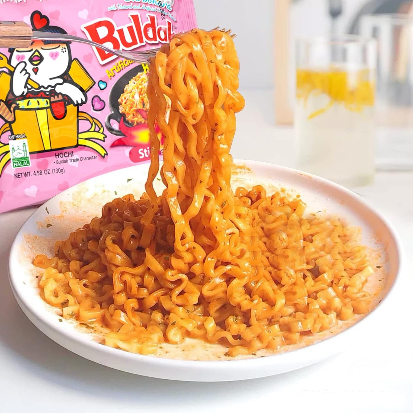 Buldak Chicken Carbonara Flavored Pasta, 130gr