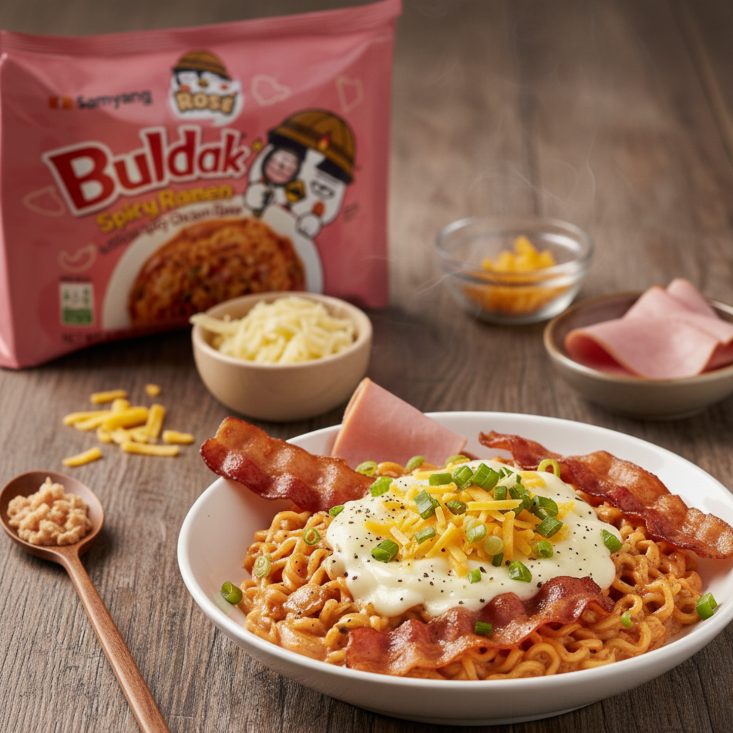 SAMYANG BULDAK CHICKEN PASTA WITH ROSÉ BACON AND HAM FLAVOR, 140G
