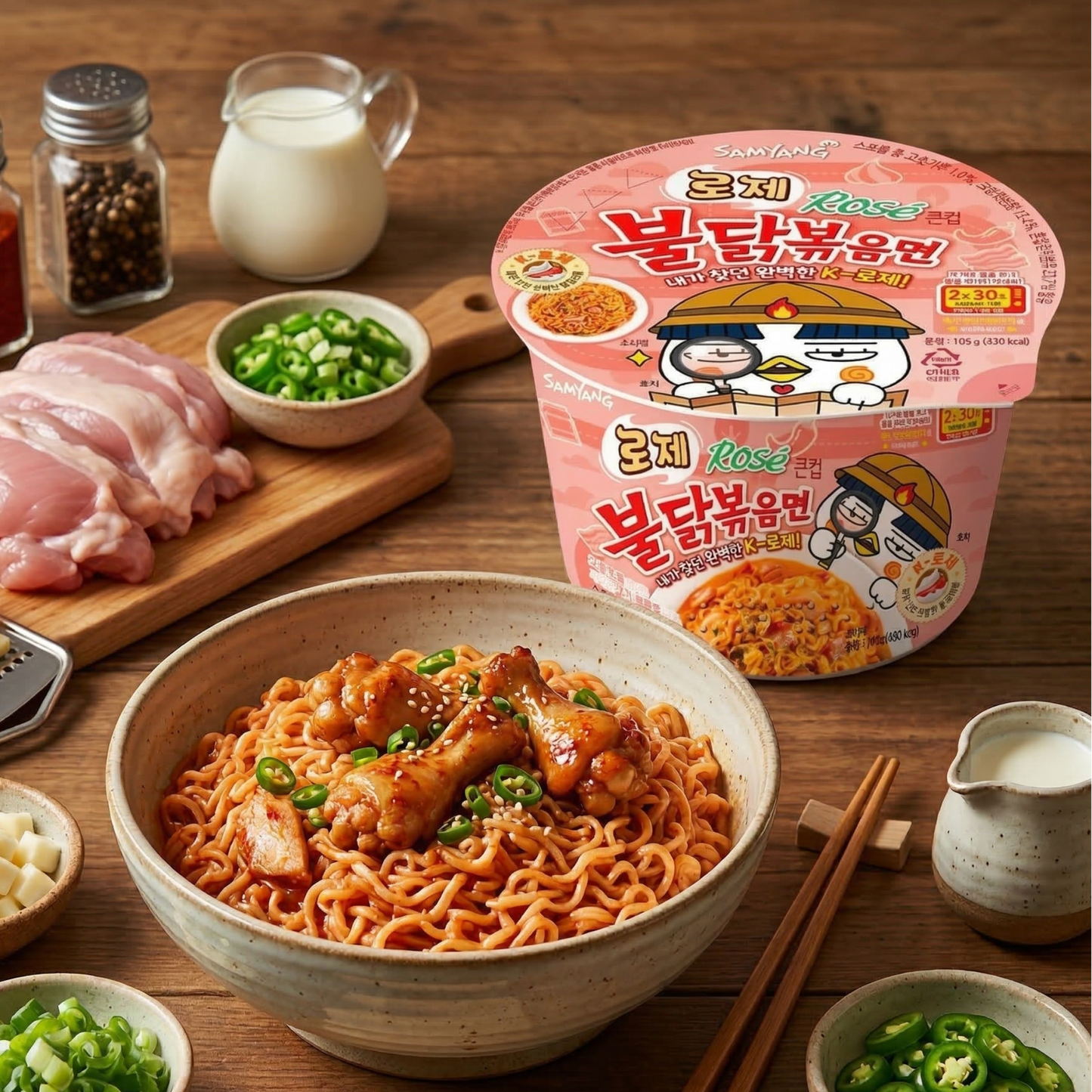 Samyang Buldak Big Bowl csirkés ramen rosé ízesítéssel 105g