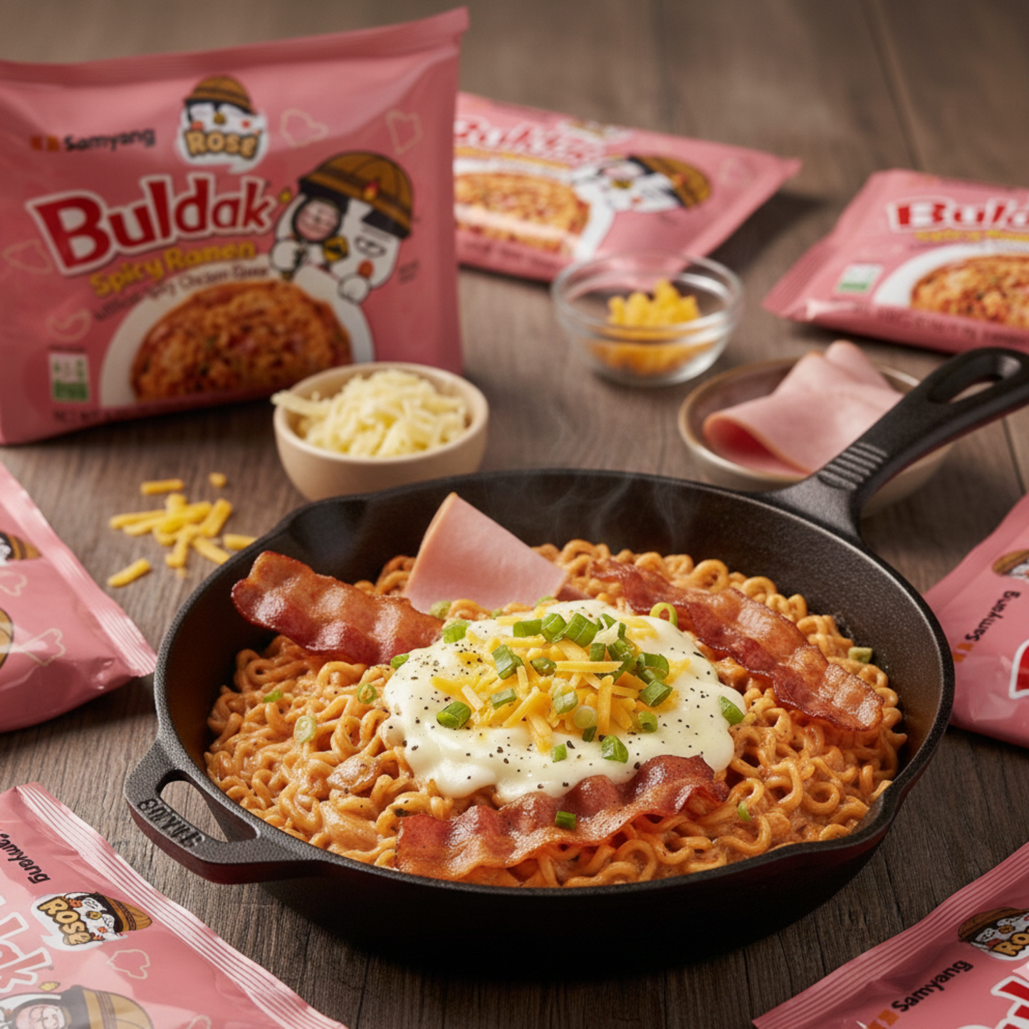 SAMYANG BULDAK CHICKEN PASTA WITH ROSÉ BACON AND HAM FLAVOR, 140G