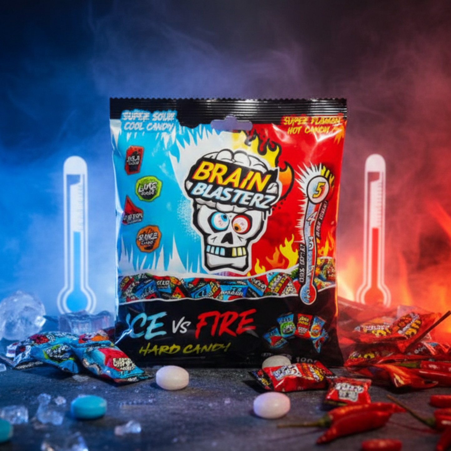 BrainBlasterz Ice vs Fire mentolos és csípős cukorka 100g