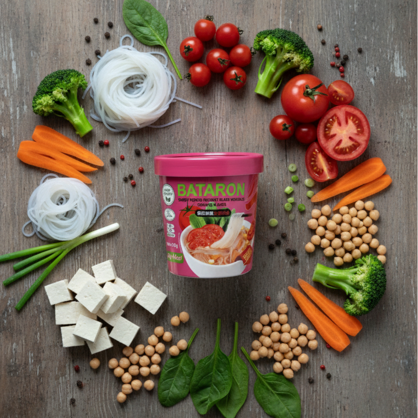 BATARON 100% VEGÁN Üvegtészta Leves  - Paradicsomos  136g