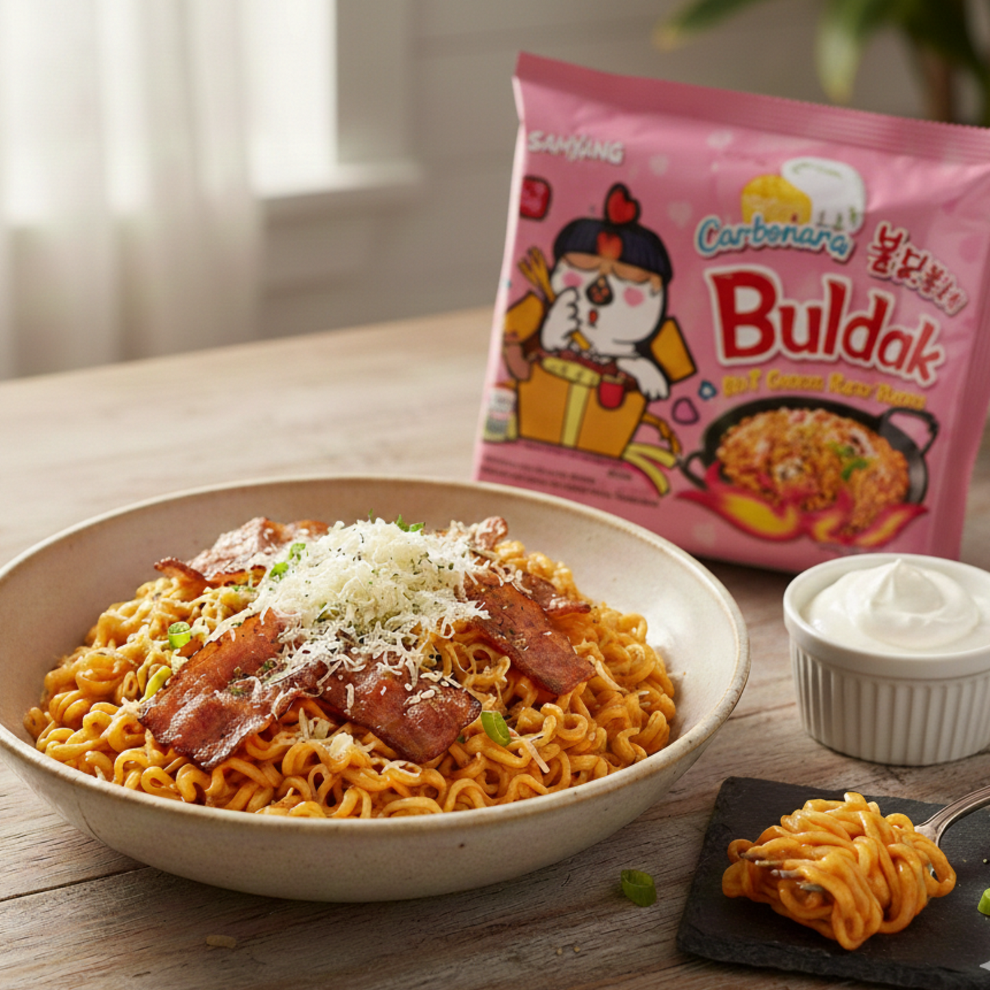 Buldak Chicken Carbonara Flavored Pasta, 130gr
