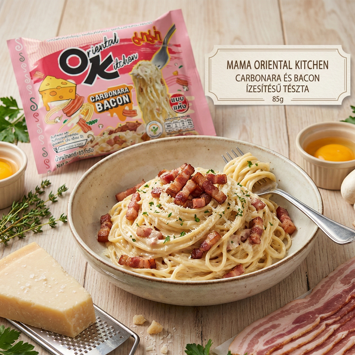 MAMA ORIENTAL KITCHEN PASTA WITH CARBONARA AND BACON FLAVOUR 85g
