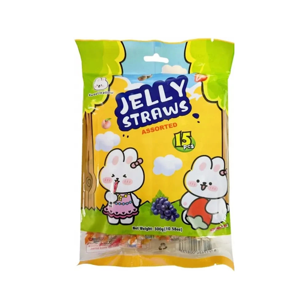 SweetMellow Jelly Straws gyümölcsös zselé pálcikák 15 darab 4 ízben, 300g