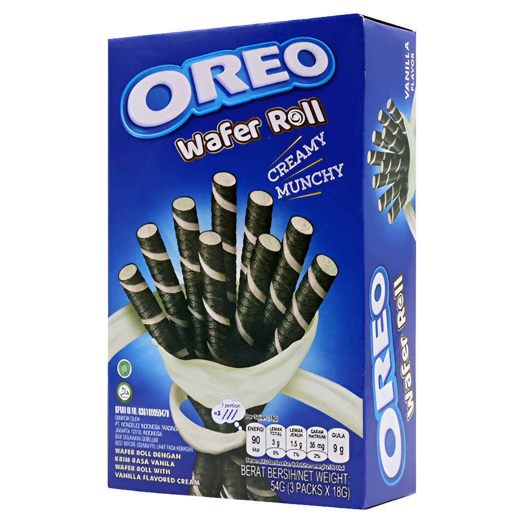 Oreo vanilla wafer rolls creamy munchy 54g