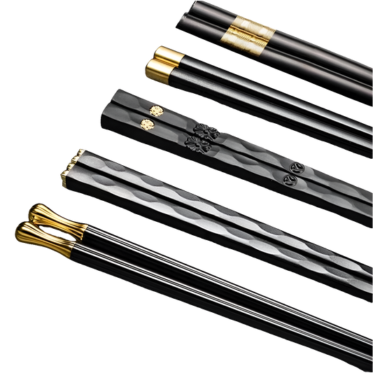 5 pár evőpálcika- black-gold