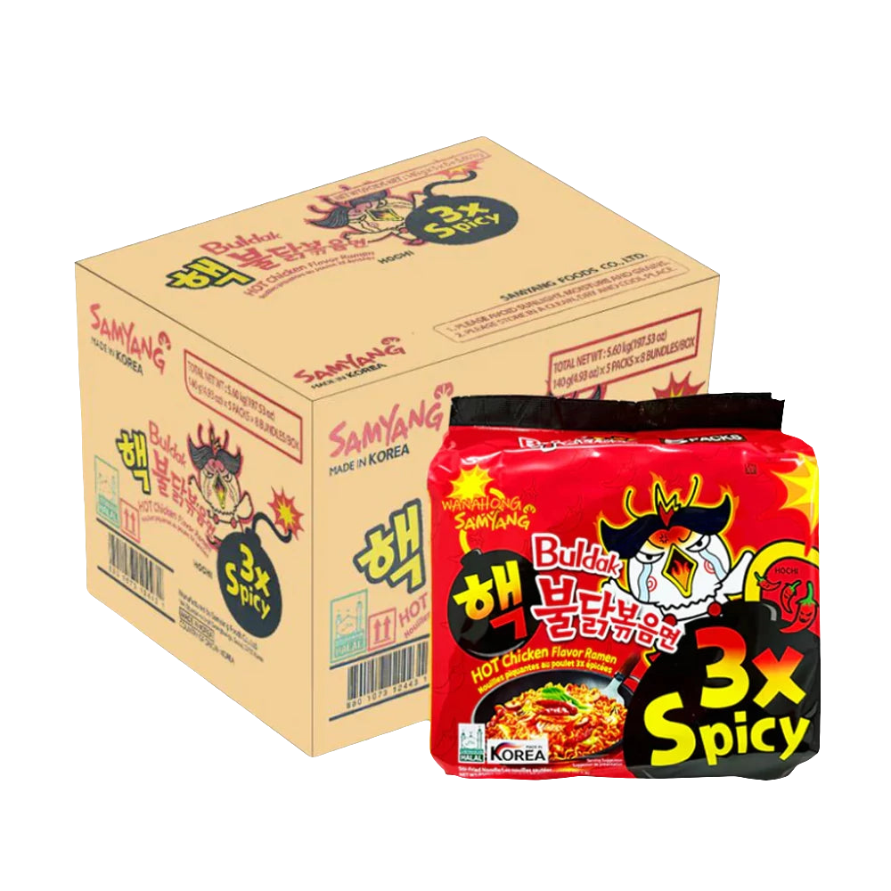 40 db Samyang Buldak Ramen 3x Csípős Csirke Ízesítésű Tészta, 140g Szállítási idő: 1-9 munkanap