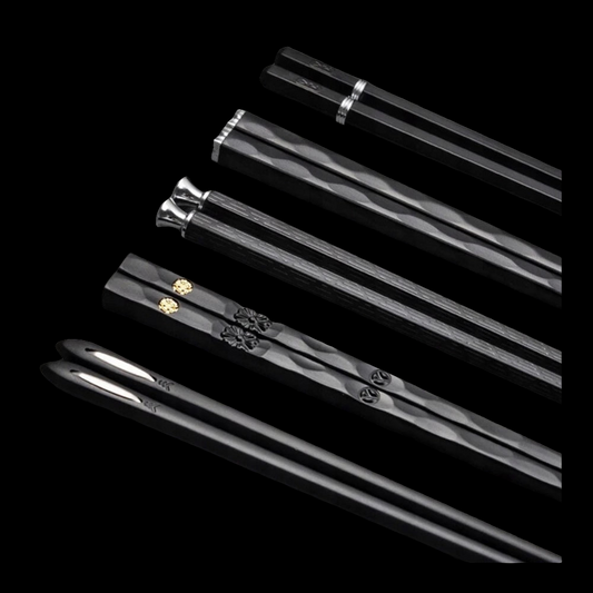 5 pár evőpálcika- black-silver