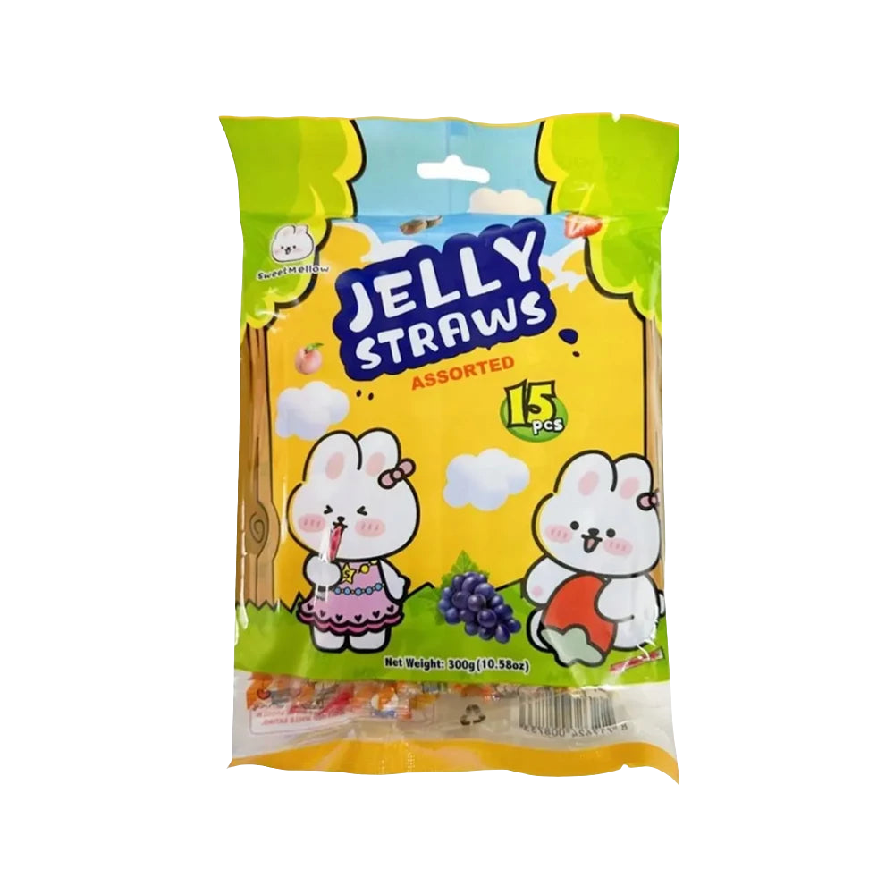 SweetMellow Jelly Straws gyümölcsös zselé pálcikák 15 darab 4 ízben, 300g
