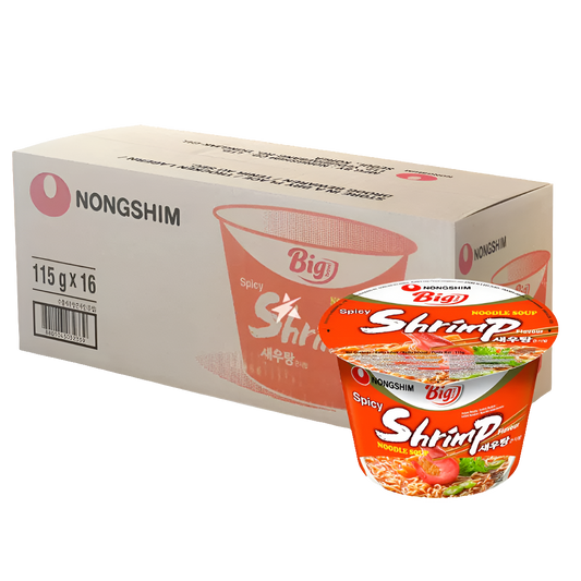16 db Nongshim Big Bowl Spicy Shrimp tészta BOX