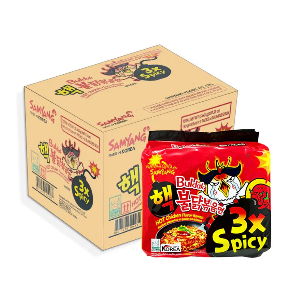 40 db Samyang Buldak Ramen 3x Csípős Csirke Ízesítésű Tészta, 140g Szállítási idő: 1-9 munkanap