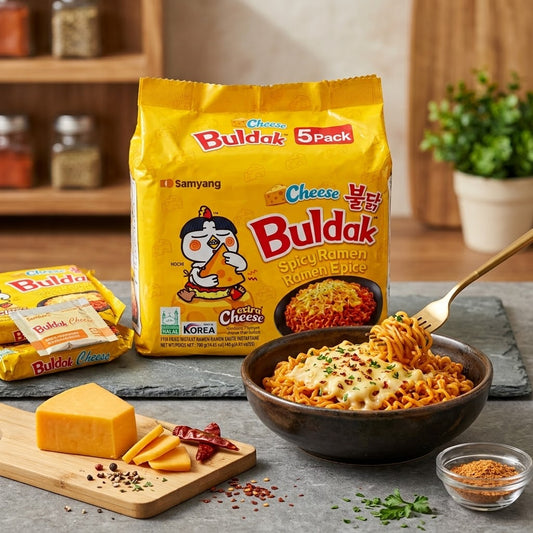 5db-os Samyang Buldak Extra Sajtos Csípős Csirke Tészta (140g)