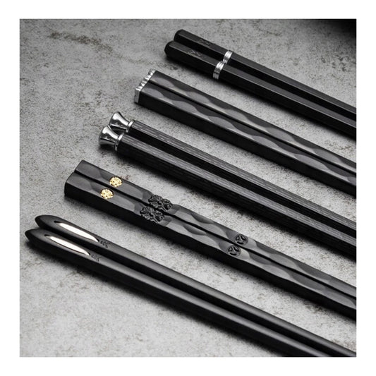 5 pár evőpálcika- black-silver