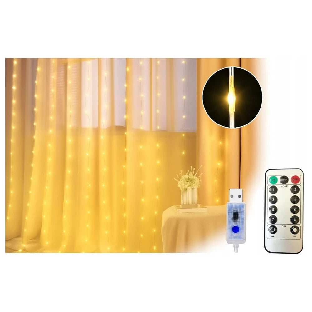 Karácsonyi LED fényfüggöny - 300 LED - meleg fehér