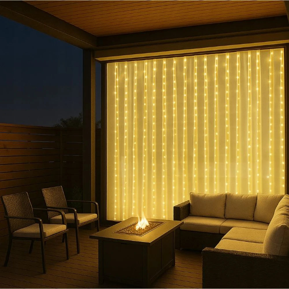 Karácsonyi LED fényfüggöny - 300 LED - meleg fehér
