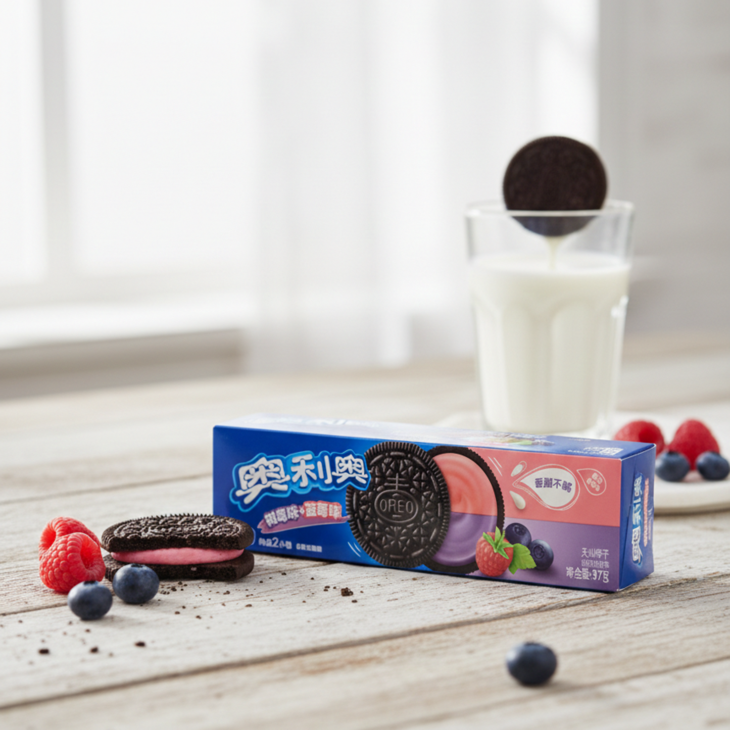 Oreo Raspberry & Blueberry – Dupla Gyümölcsös Élvezet (97g)