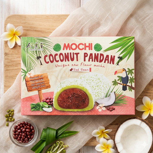 Bamboo House Coconut Pandan Mochi – Egzotikus Tajvani Édesség Vörösbabbal (180g)