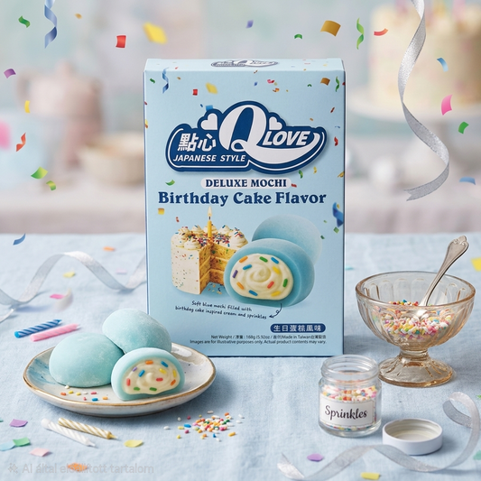 Q Love Deluxe Mochi - Birthday Cake (Szülinapi Torta ízű) – 168g