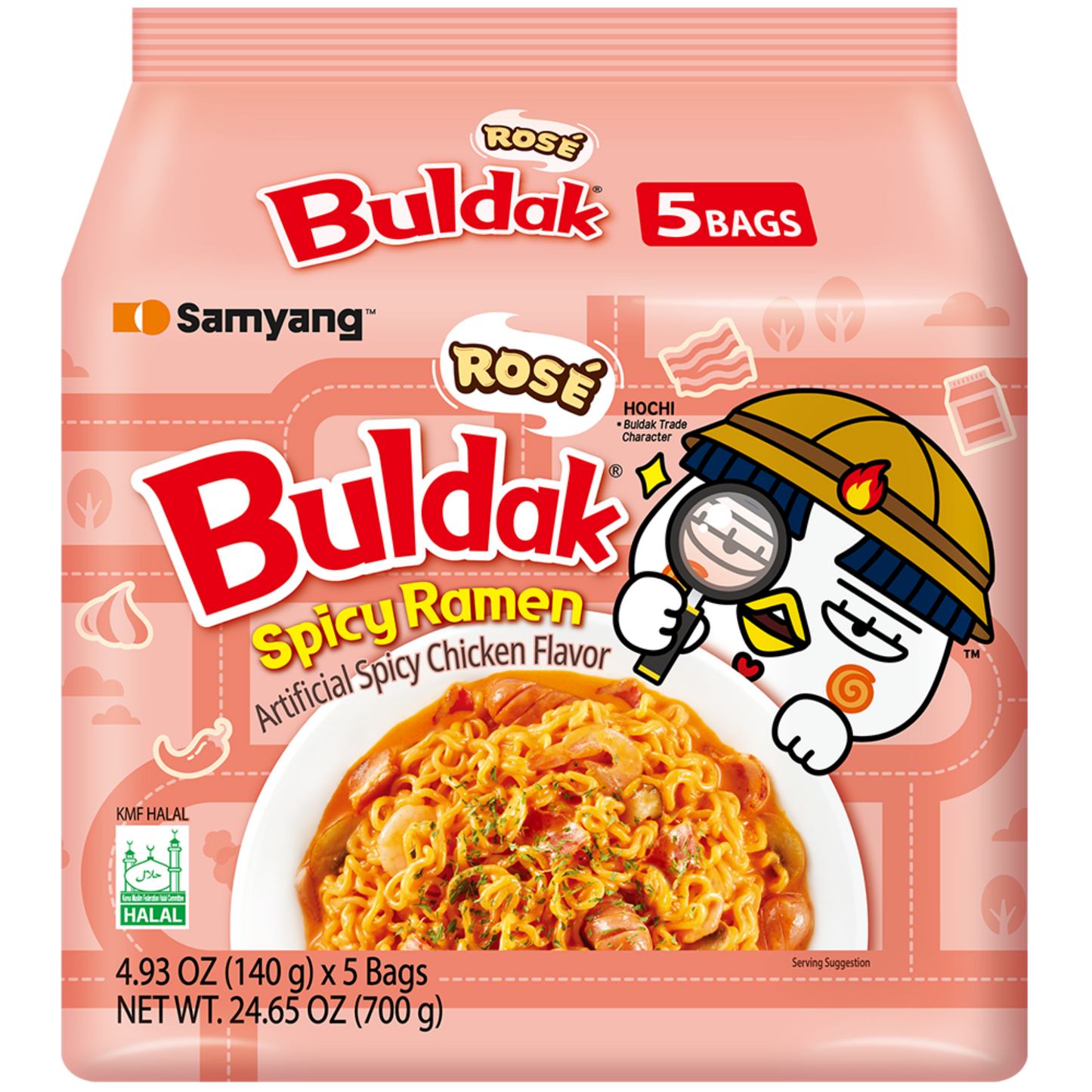 5 pcs SAMYANG BULDAK CHICKEN PASTA WITH ROSÉ BACON AND HAM FLAVOR 140G 