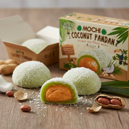 Bamboo House Coconut Pandan Mochi with Peanuts